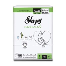 Sleepy Natural Bambou Couches Bébés Double Mini Taille 2 – (3-6kg) 42 Unités