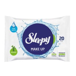 Sleepy make up lingettes démaquillantes – 1Pack de 2 Boîtes de 3 Paquets x 20 pcs + SLEEPY BIO NATURAL Premium Serviettes hygiéniques hypoallergéniques « LONG »Offert!