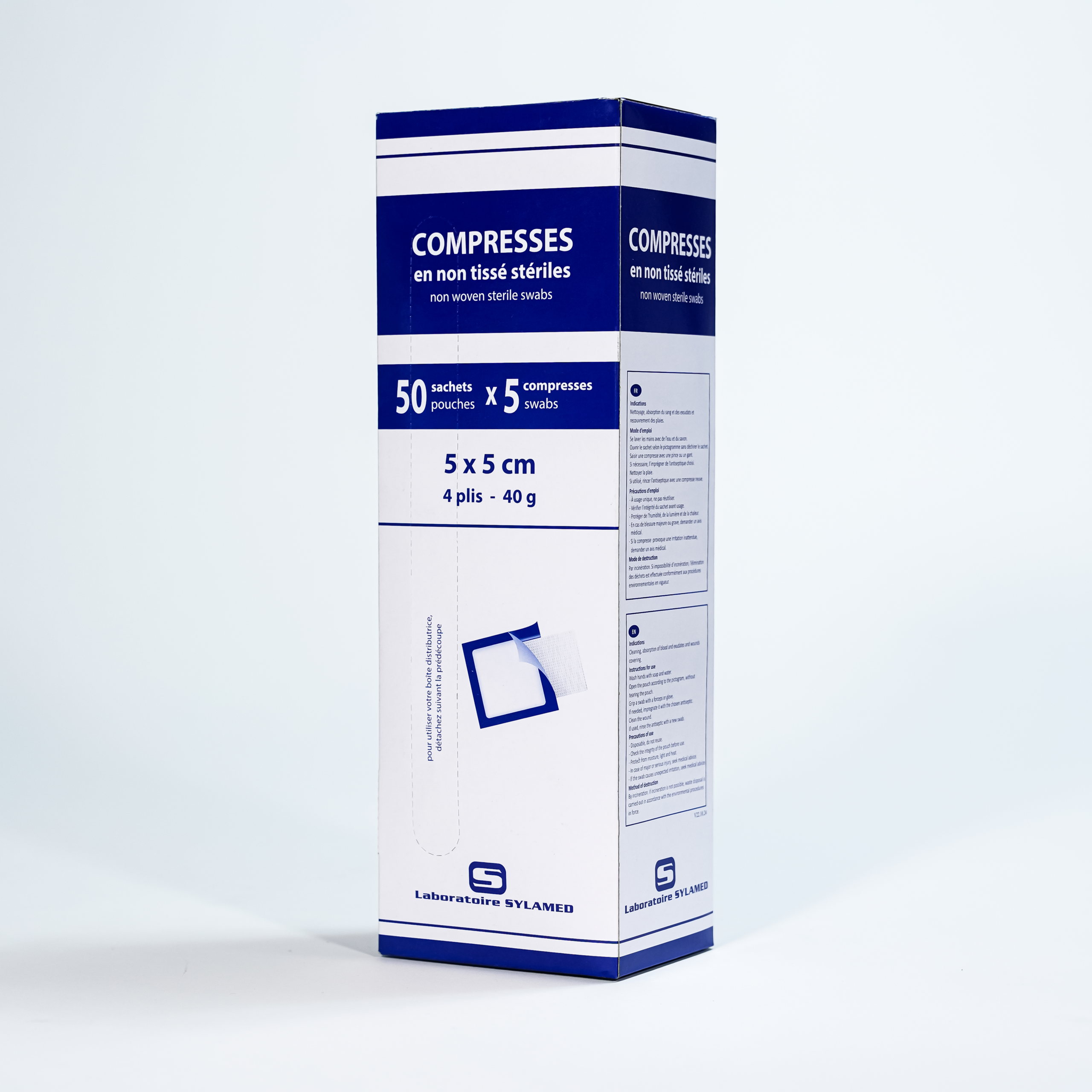 SylaFirst® Compresses non-tissé stériles. Boîte de 50 sachets de 5.