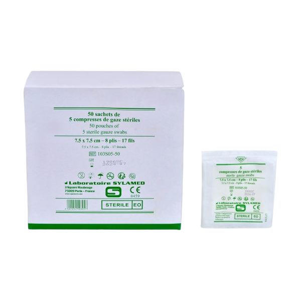SylaFirst Compresses de gaze stériles 5 x 5 cm