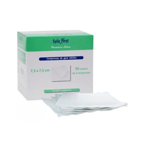 SylaFirst® Compresses de gaze stériles 7.5 x 7.5 cm