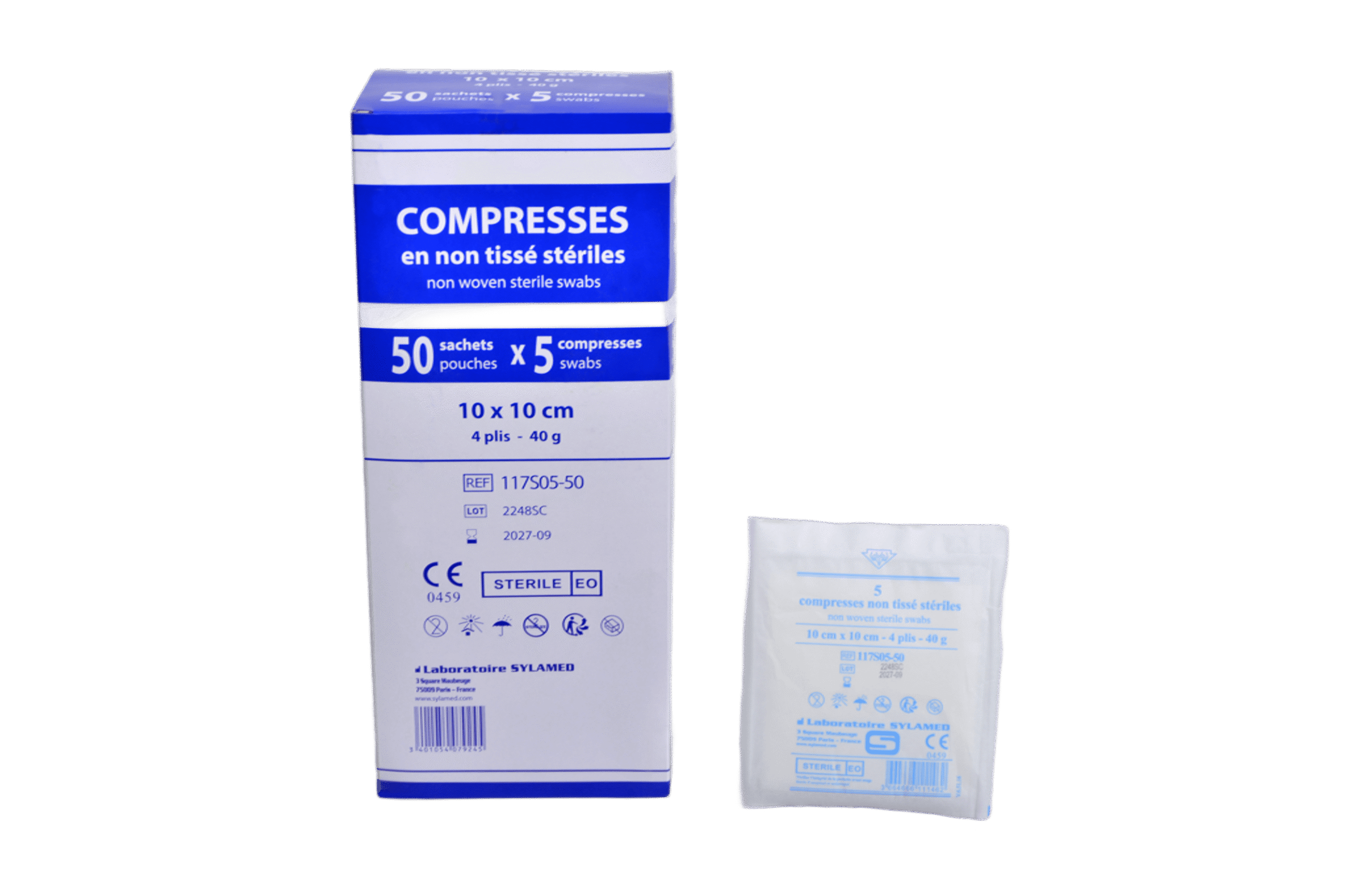 Compresses non-tissé stériles 10 cm x 10 cm